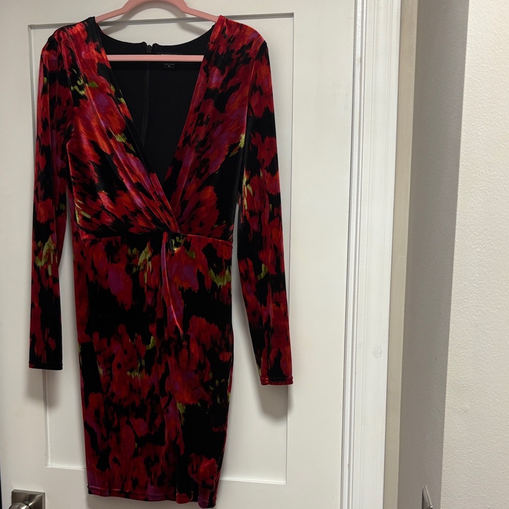 Guess by Marciano Vibrant Red and Black Long Sleeve Dress